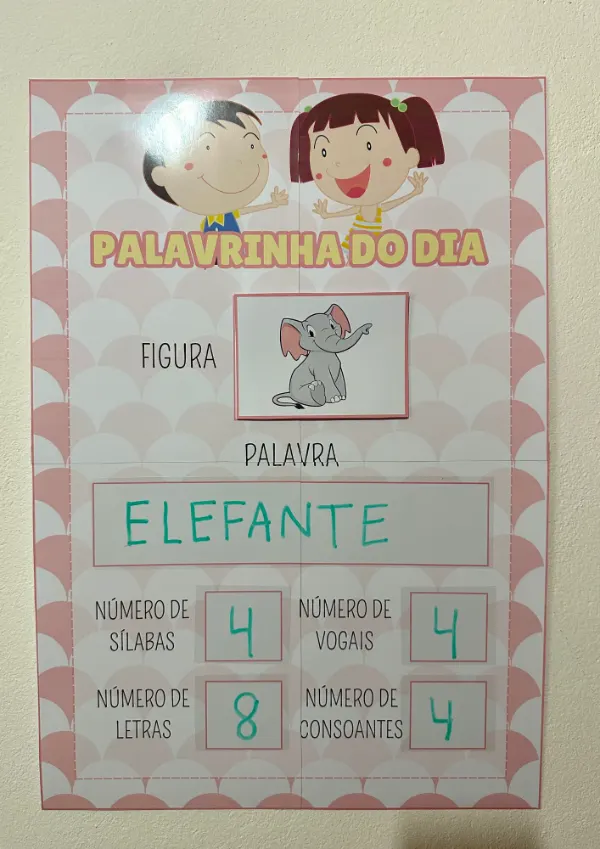 Cartaz Palavra do Dia impresso para a sala de aula